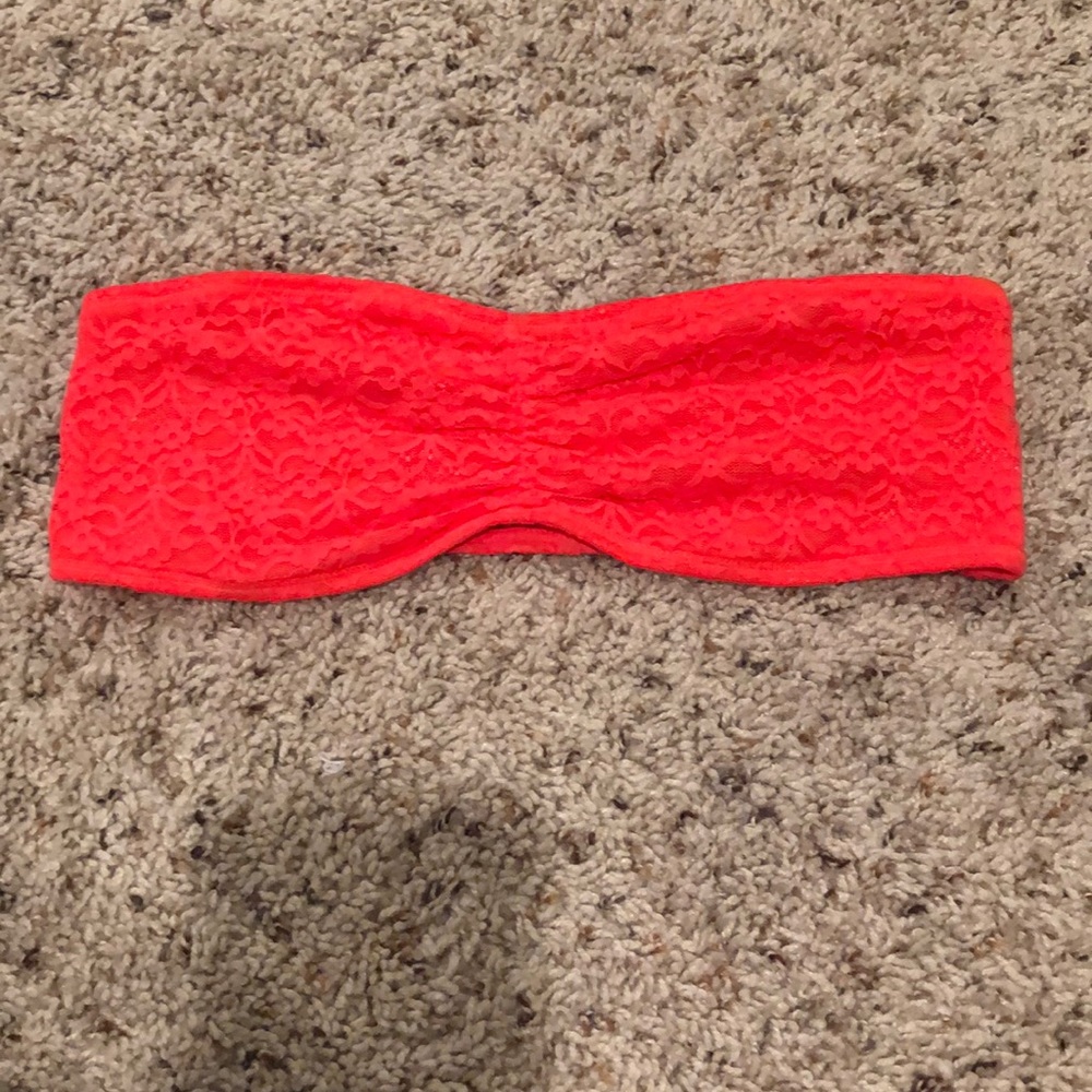 Bright coral lace bandeau